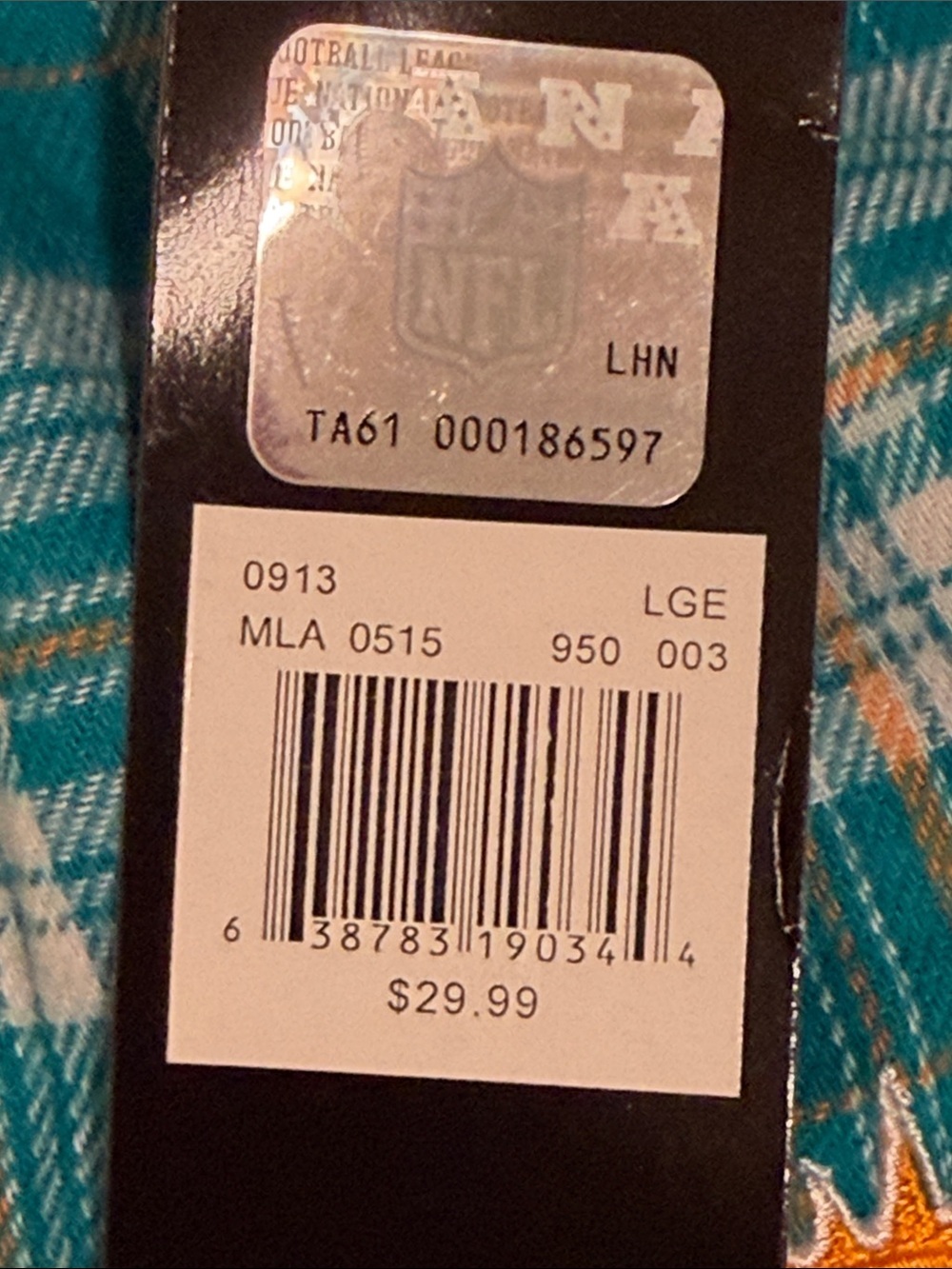 NFL Apparel Miami Dolphins Women's Sz. L Plaid Flannel Pajama Lounge Pants - Picture 4 of 9
